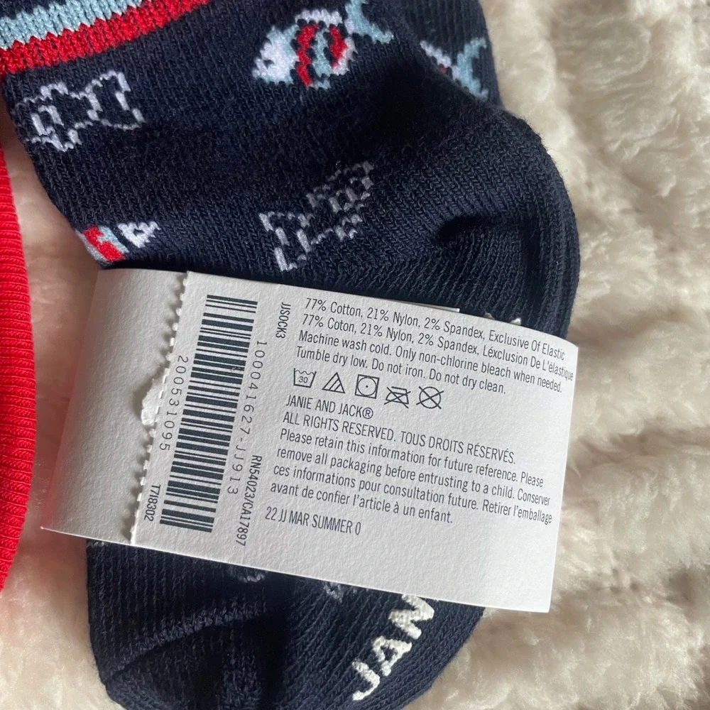 Rudolf Christmas baby bib Janie & Jack‎ cotton blend blue fish socks new
